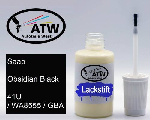 Saab, Obsidian Black, 41U / WA8555 / GBA: 20ml Lackstift, von ATW Autoteile West.